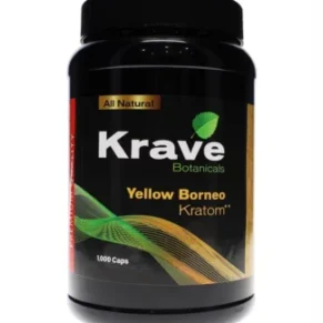 Yellow Borneo Krave Botanicals Kratom Capsules 1000ct