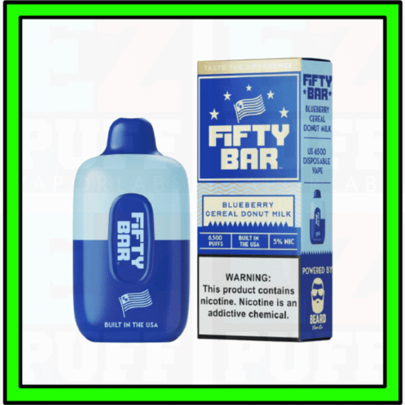 Blueberry Donut Cereal Milk - FIFTY BAR - MADE IN USA by Beard Vape - 6500 Puff Disposable