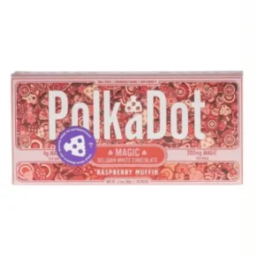 Raspberry Muffin PolkaDot Magic Mushroom Belgian White Chocolate 200mg Magic Per Piece